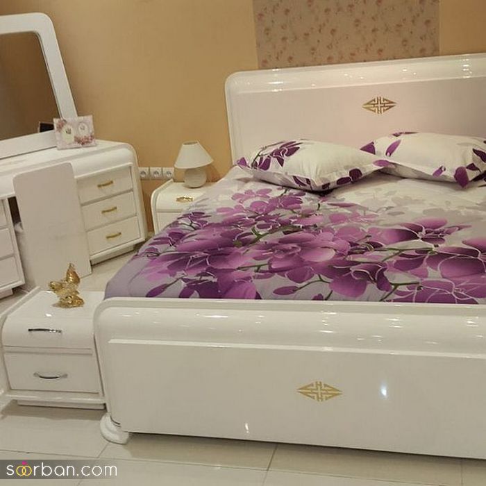 مدل سرویس خواب عروس رنگ سفید 1400 | سرویس خواب جدید سفید