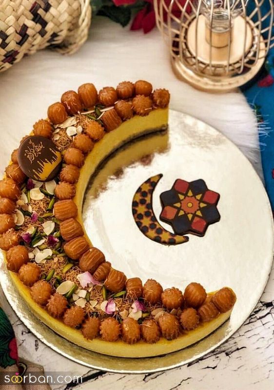 تزیین بامیه برای ماه مبارک رمضان 1401 با گل محمدی/ پودر پسته/ پودر نارگیل