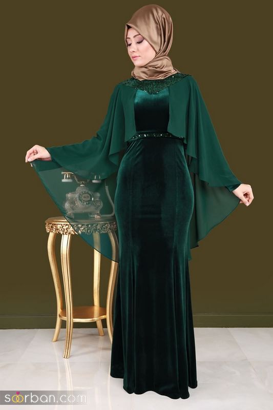 مدل لباس مجلسی مخمل 1401 طرح دار / ساده (بلند و کوتاه)