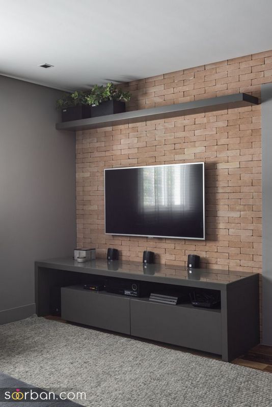 دکور تلویزیون روی دیوار 1401 با چیدمان اکسسوری های جذاب و دیدنی تودل برو
