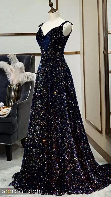 لباس مجلسی بلند 1401 زنانه خوش دوخت مزونی معتبر با طراحی بروز (ترند سال 2022)
