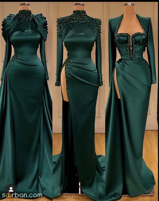 لباس مجلسی بلند 1401 زنانه خوش دوخت مزونی معتبر با طراحی بروز (ترند سال 2022)