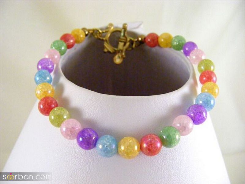 دستبند مروارید رنگی 1401 دخترانه فانتزی با ترکیب رنگ جذاب و زیبا
