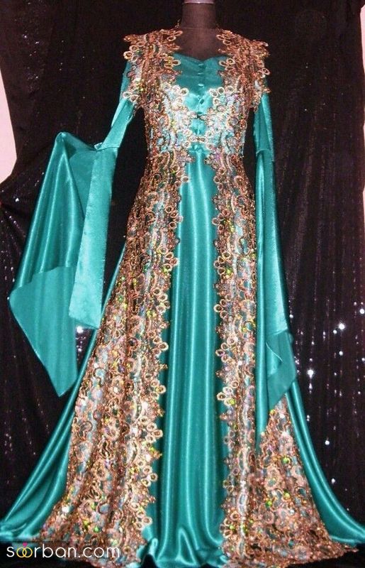لباس ترکی 1401 دامنی و چین چینی کار شده بسیار زیبا