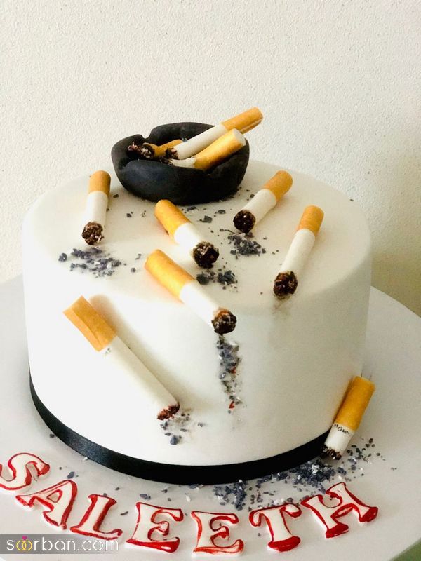 کیک مدل سیگار 1401 با خمیر فوندانت و دیگر تکنیک های حرفه ای قنادی