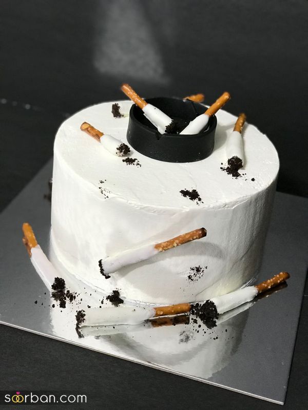 کیک مدل سیگار 1401 با خمیر فوندانت و دیگر تکنیک های حرفه ای قنادی
