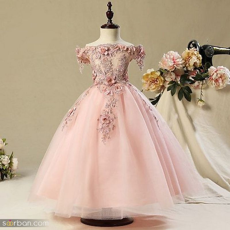 لباس عروس دخترانه رنگی 2023 طراحی شده برای ساقدوش عروس