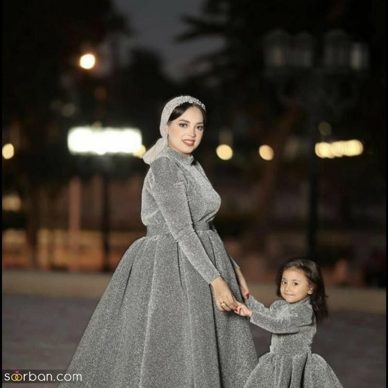 ست لباس مادر و دختر مجلسی 2023 جدید؛ با رنگبندی های زیبا و طراحی ژورنالی [در 35 طرح جدید اینستا]