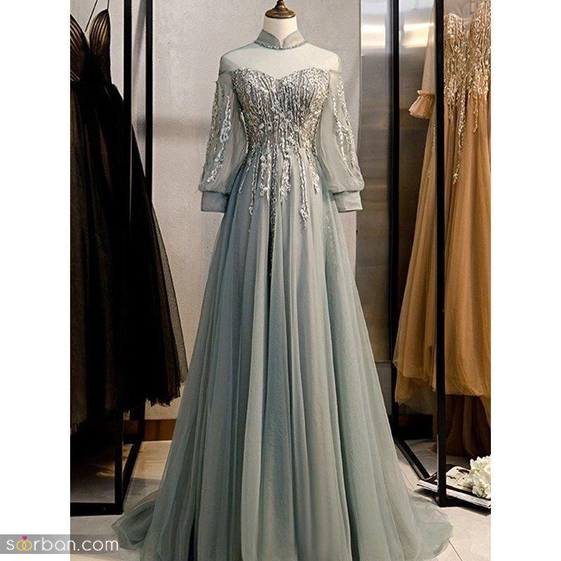 لباس عروس رنگی برای عقد 2023 جدید؛ در 35 طرح متنوع [ساده و ژورنالی زیبا] 