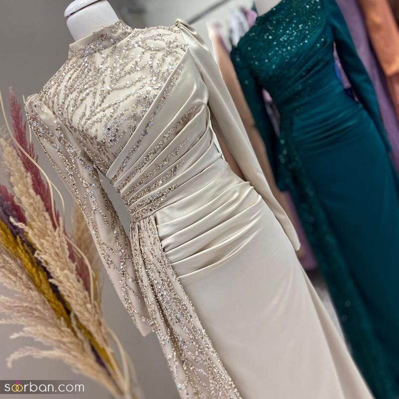 لباس عروس رنگی برای عقد 2023 جدید؛ در 35 طرح متنوع [ساده و ژورنالی زیبا] 