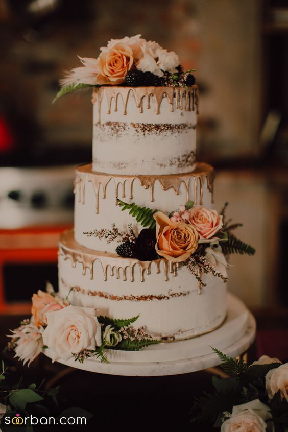زیباترین کیک عقد پاییزی جدید | 21 کیک عروسی با تم پاییزی و نارنجی