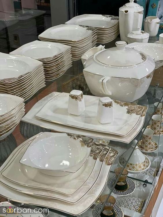 32 مدل ظرف و ظروف جهزیه | ایده خرید سرویس بشقاب عروس چینی و شیشه ای جهاز