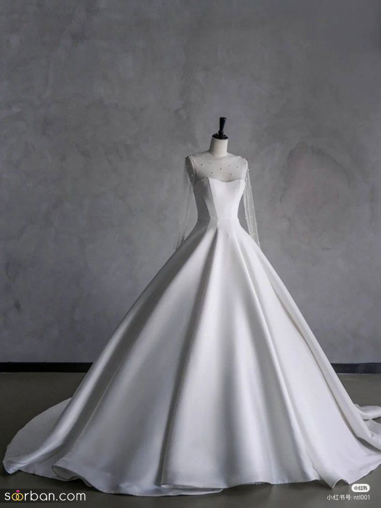 لباس عروس دکلته 2023; که جنجالی میباشند با دامن های ساده, پفی, دنباله دار
