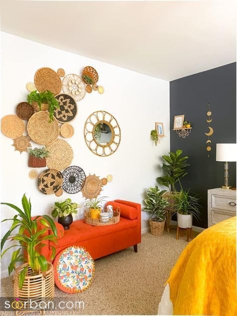 دکوراسیون دیوار با بشقاب - تابلو - دیوارکوب و ... | 48 ایده تزئین دیوار پذیرایی و اتاق خواب