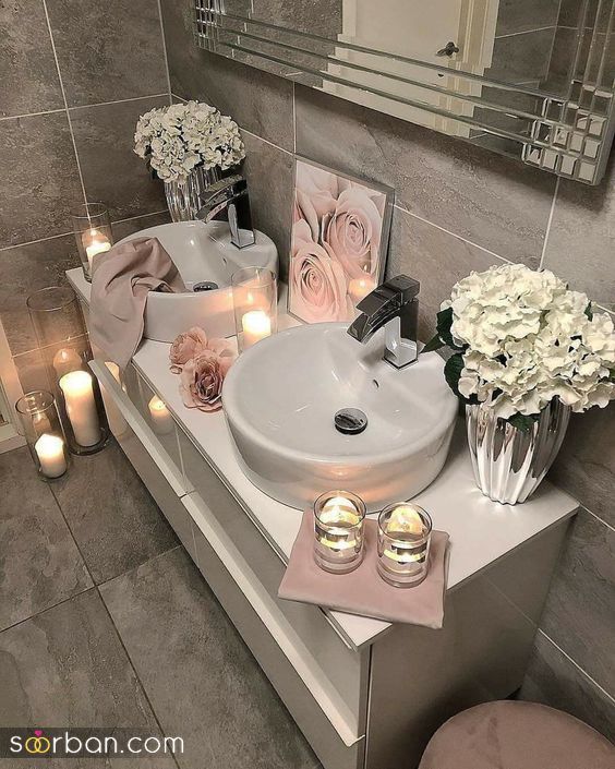 تزئین حمام عروس ساده و شیک | 22 ایده تزیین سرویس حمام و دستشویی عروس