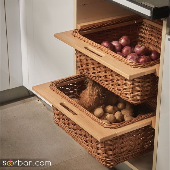 23 مدل جای سیب زمینی پیاز | جدیدترین سبد و قفسه های سیب زمینی پیاز آشپزخانه