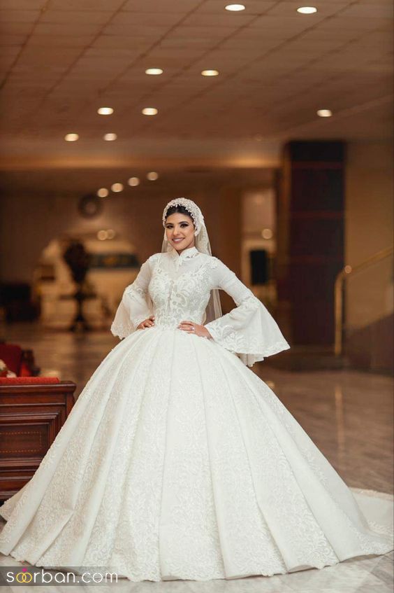شیک ترین مدل لباس عروس پوشیده 2024 | لباس عروس باحجاب جدید