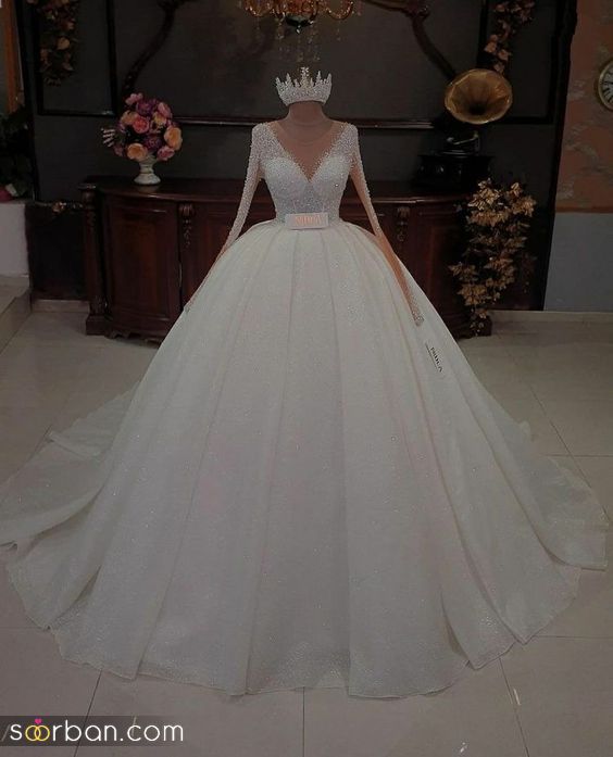 جدیدترین مدل لباس عروس آستین دار 2024 | مدل لباس عروس با آستین تور، گیپور، دانتل و ...