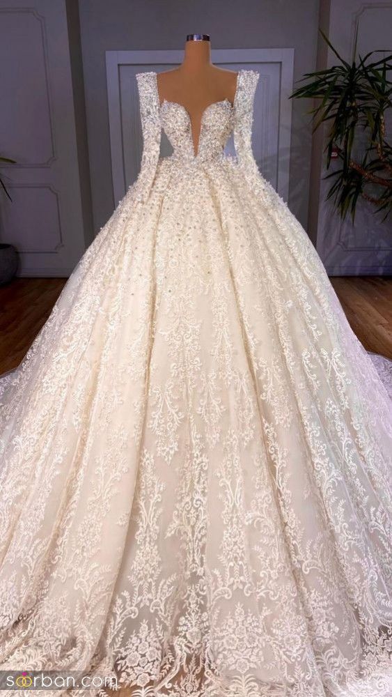 لباس عروس عربی پر کار | لباس عروس عربی پر کار 2024  - لباس عروس لاکچری عربی که عاشقش میشین