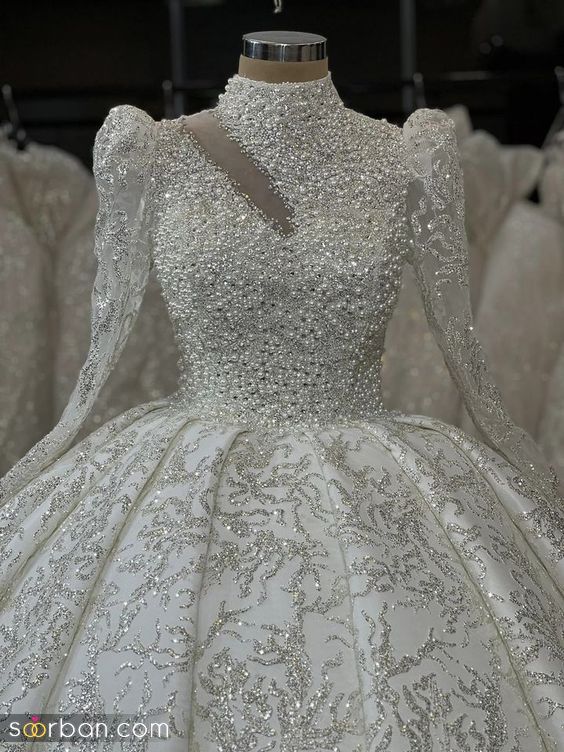 لباس عروس عربی پر کار | لباس عروس عربی پر کار 2024  - لباس عروس لاکچری عربی که عاشقش میشین