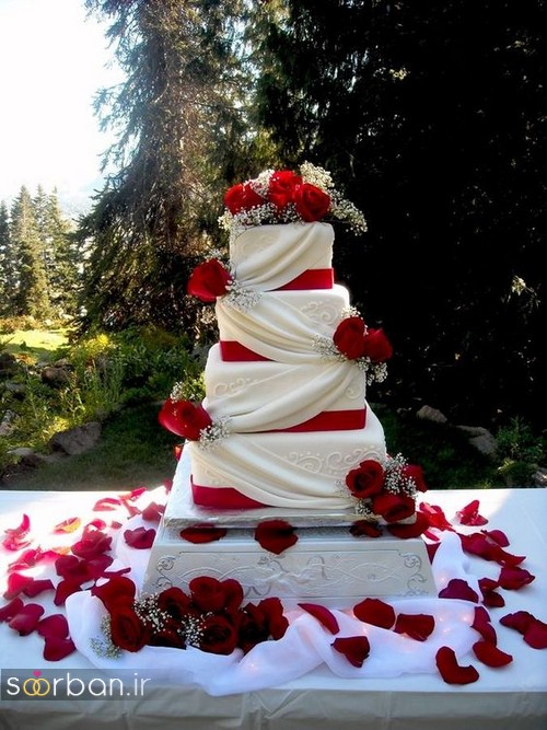 کیک عروسی با تزیین گل رز04