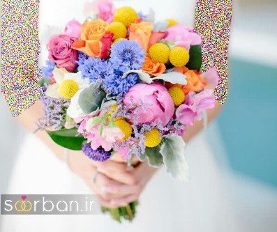عکس دسته گل عروس رنگارنگ و شاد جدید شیک و مدرن 