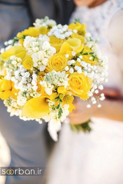 دسته گل عروس زرد زیبا و جدید