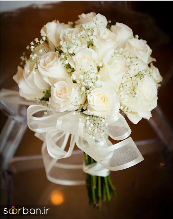 دسته گل عروس رز سفید7