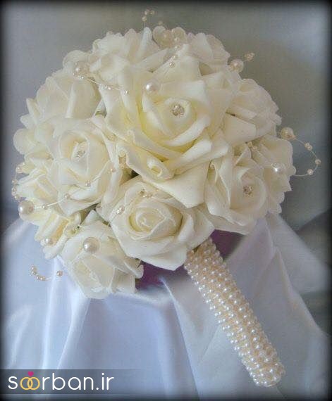 دسته گل عروس رز سفید9