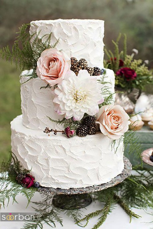 عکس کیک عروسی با روکش خامه شیک و زیبا 2017
