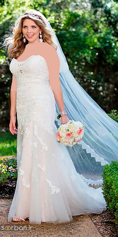 مدل لباس عروس سایز بزرگ 2017 دکلته