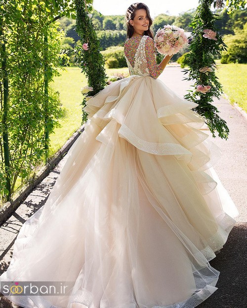 مدل لباس عروسی پرنسسی جدید پفی چین دار