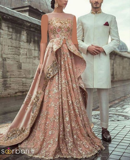 مدل لباس عروس هندی مجلسی بلند شیک و جدید