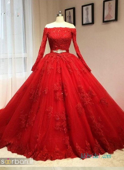 لباس حنابندان، عقد و نامزدی قرمز بلند پرنسسی شیک و زیبا 