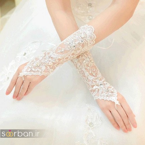 مدل دستکش عروس با تور دانتل زیبا و جدید