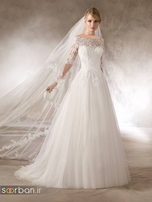 لباس عروس با تور دانتل 18