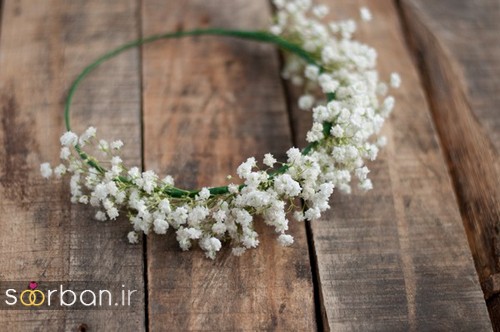 تاج عروس زیبا با گل های طبیعی و مصنوعی5