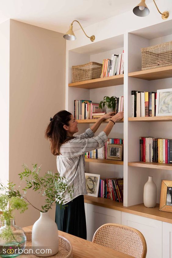 استفاده از کتابخانه برای اتاق خواب کوچک و بزرگ | 33 ایده دکوراسیون منزل با کتابخانه استفاده از کتابخانه برای اتاق خواب کوچک و بزرگ | 33 ایده دکوراسیون منزل با کتابخانه