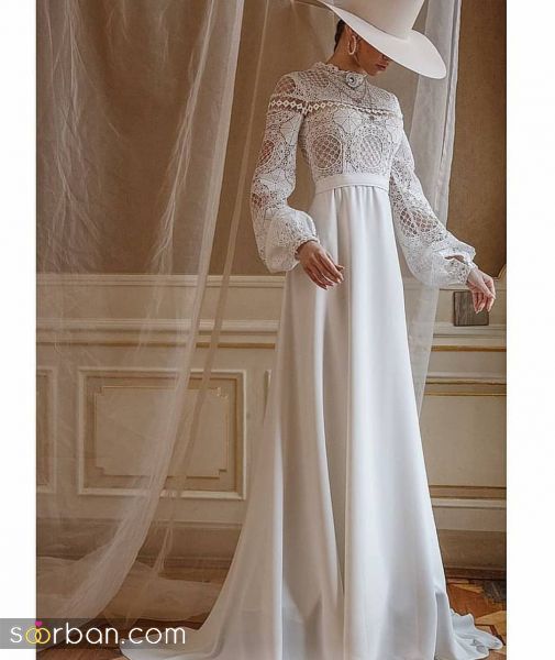 ( لباس فرمالیته عروس کلاه دار  )