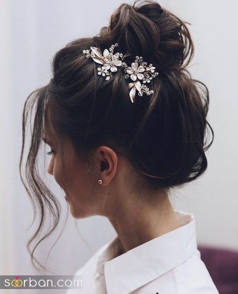 ( شینیون ساده عروس با ریسه )