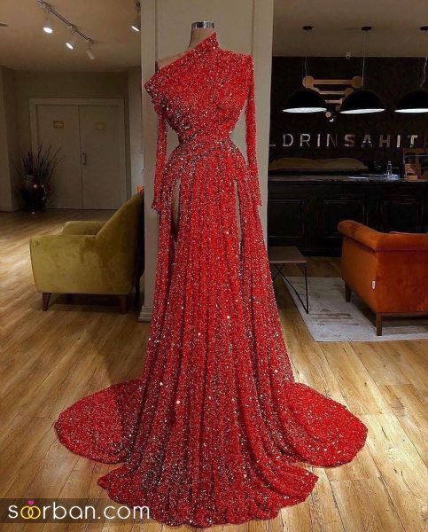( لباس فرمالیته عروس با پارچه لمه )