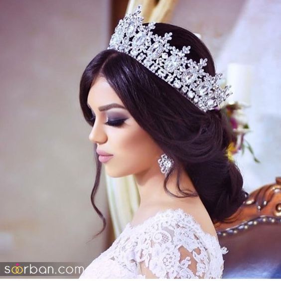  مدل جدید و شیک تاج روی شنیون عروس