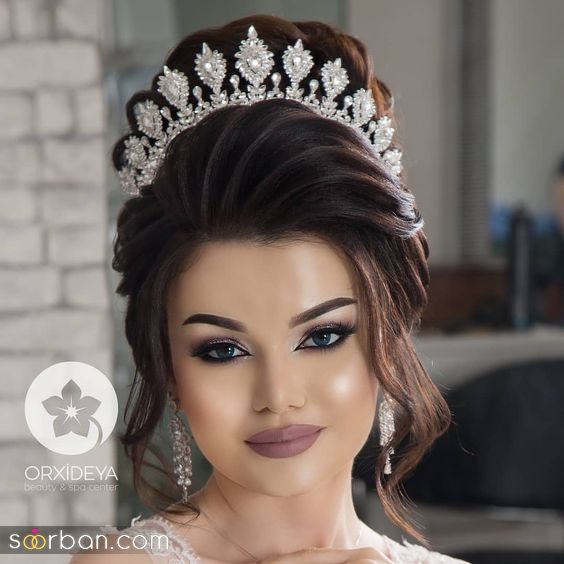  مدل جدید و شیک تاج روی شنیون عروس