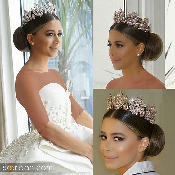 مدل جدید و شیک تاج روی شنیون عروس