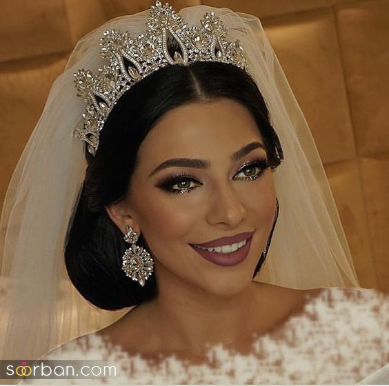  مدل جدید و شیک تاج روی شنیون عروس