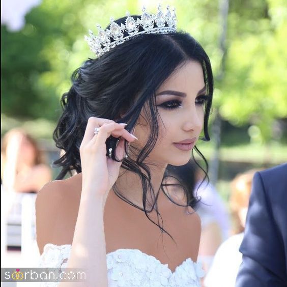  مدل جدید و شیک تاج روی شنیون عروس
