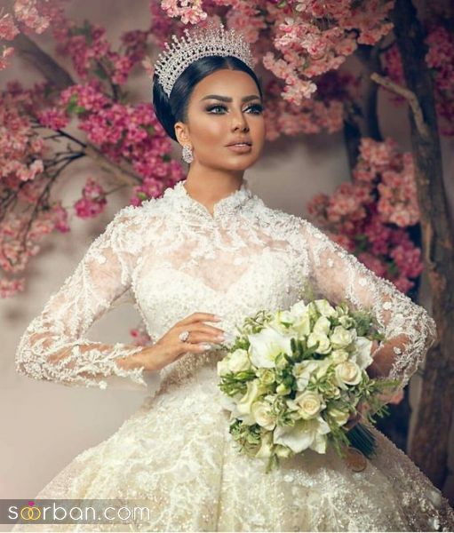  مدل جدید و شیک تاج روی شنیون عروس