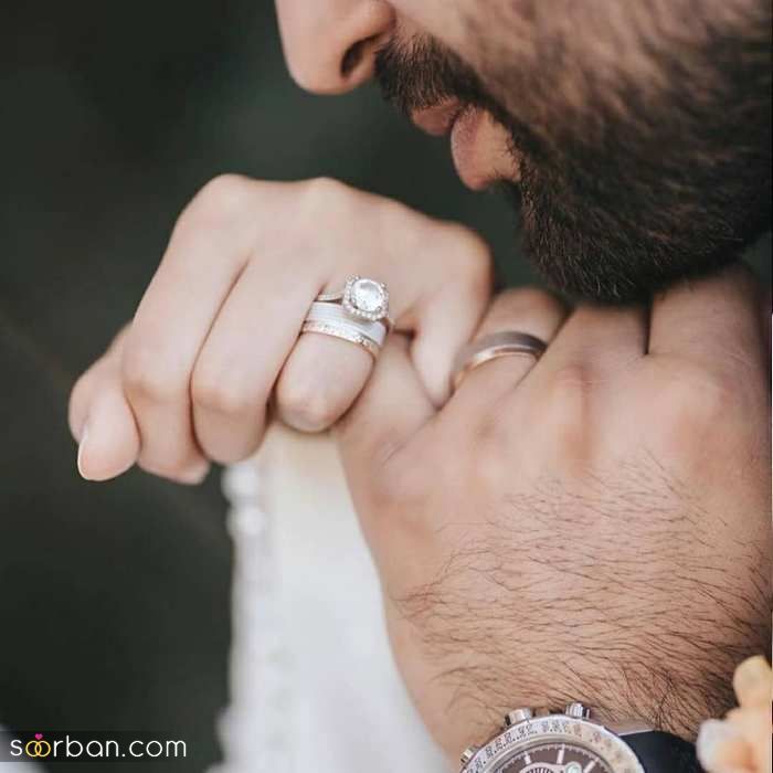 ژست های جدید و زیبا با حلقه ازدواج در جشن عقد