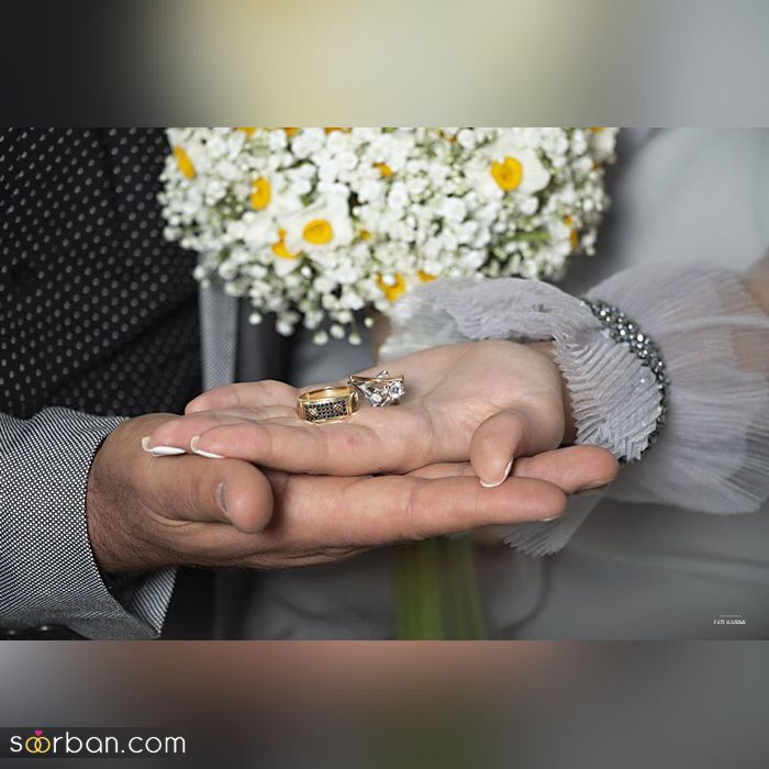 ایده ژست عکاسی با حلقه ازدواج در جشن عقد