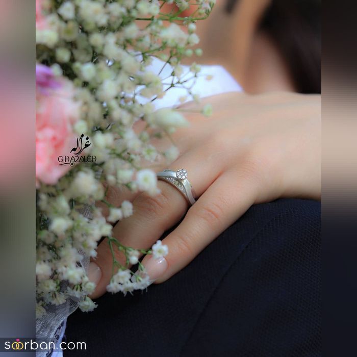 ایده ژست عکاسی با حلقه ازدواج در جشن عقد